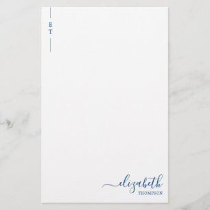 Eenvoudig minimalistisch marineblauw monogram Init Briefpapier