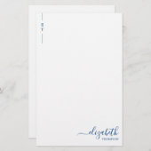 Eenvoudig minimalistisch marineblauw monogram Init Briefpapier (Voorkant / Achterkant)