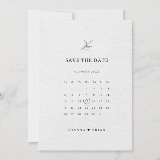 Eenvoudig minimalistisch modern Eucalyptus Olive W Save The Date (Voorkant)