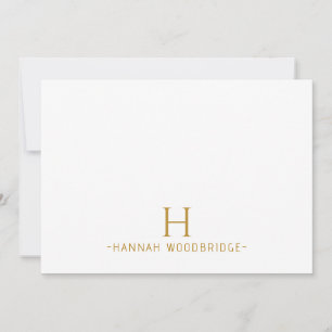 Eenvoudig minimalistisch modern goudmonogram notitiekaartje