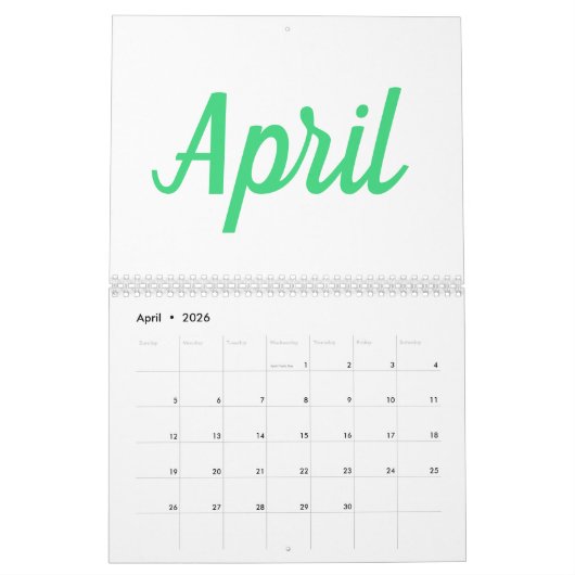 Eenvoudig minimalistisch modern kleurrijk kalender (Apr 2026)