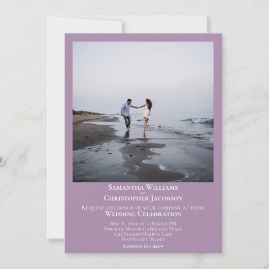 Eenvoudig minimalistisch modern lavender-fotohuwel kaart (Voorkant)