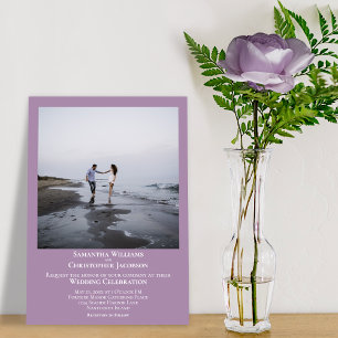 Eenvoudig minimalistisch modern lavender-fotohuwel kaart
