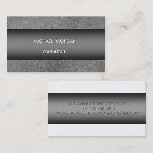 Eenvoudig minimalistisch modern, leder uitzien visitekaartje (Voorkant / Achterkant)