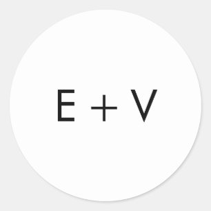 Eenvoudig minimalistisch modern monogram huwelijk ronde sticker