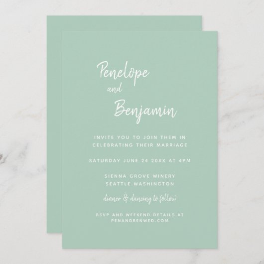 Eenvoudig minimalistisch modern Pistachio Green We Kaart (Voorkant / Achterkant)