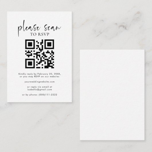 Eenvoudig minimalistisch modern QR-codenetraject R Informatiekaartje (Voorkant / Achterkant)