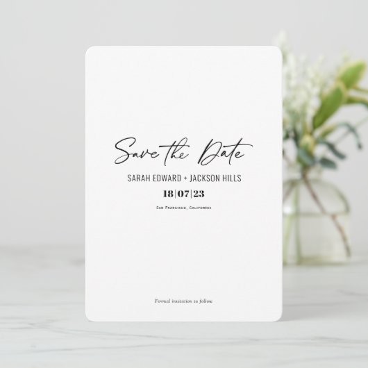 Eenvoudig minimalistisch modern script De datum op Kaart (Staand voorkant)