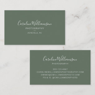 Eenvoudig minimalistisch modern script, groen visitekaartje