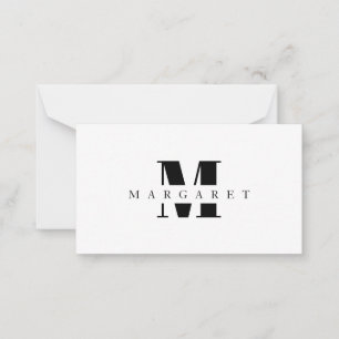 Eenvoudig minimalistisch modern zwart monogram notitiekaartje