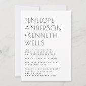 Eenvoudig minimalistisch modern zwart-wit huwelijk kaart (Voorkant)