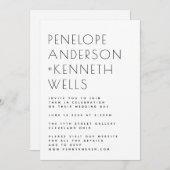 Eenvoudig minimalistisch modern zwart-wit huwelijk kaart (Voorkant / Achterkant)