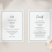 Eenvoudig minimalistisch monogram alles in één bru kaart