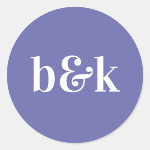 Eenvoudig minimalistisch monogram Initialen Paars  Ronde Sticker