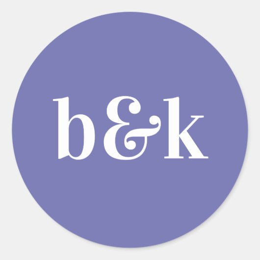 Eenvoudig minimalistisch monogram Initialen Paars  Ronde Sticker (Voorkant)