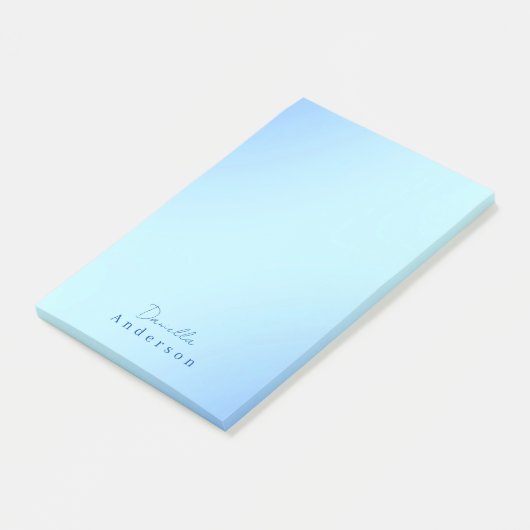 Eenvoudig minimalistisch monogram pastelblauw post-it® notes (Schuin)