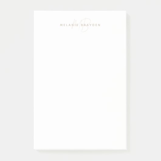 Eenvoudig minimalistisch monogram post-it® notes (Voorkant)