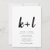 Eenvoudig minimalistisch monogram zwart-wit bruilo kaart (Voorkant)