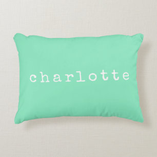 Eenvoudig Minimalistisch naamontwerp in Mint Green Accent Kussen