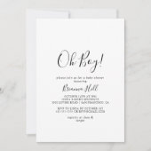 Eenvoudig minimalistisch Oh Boy Baby shower Uitnod Kaart (Voorkant)