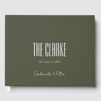 Eenvoudig minimalistisch olive Green Modern Weddin Gastenboek