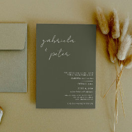 Eenvoudig minimalistisch olive Green Modern Weddin Kaart