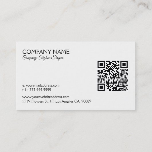 Eenvoudig minimalistisch ontwerp Black Tex QR-code Visitekaartje (Achterkant)