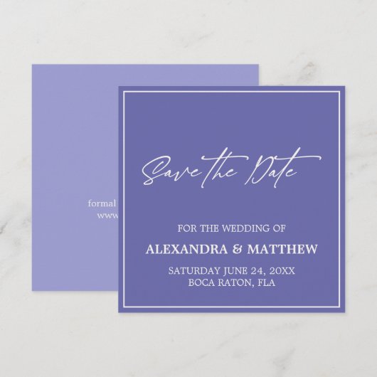 Eenvoudig Minimalistisch Paars  Save The Date (Voorkant / Achterkant)