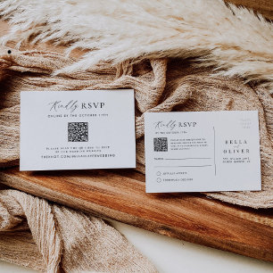 Eenvoudig minimalistisch QR-code RSVP-Briefkaart Notitiekaartje