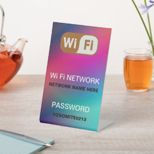 Eenvoudig minimalistisch Rainbow WiFi-netwerkwacht Reclamebord Met Voetstuk