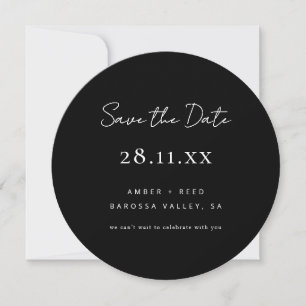 Eenvoudig minimalistisch rondje met zwart-wit en z save the date