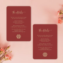 Eenvoudig minimalistisch rood Chinees bruiloft det