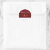 Eenvoudig minimalistisch rood en wit huwelijk ronde sticker (Tas)