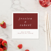 Eenvoudig minimalistisch rood en wit huwelijk servet (Insitu)