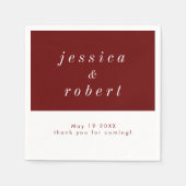 Eenvoudig minimalistisch rood en wit huwelijk servet (Voorkant)