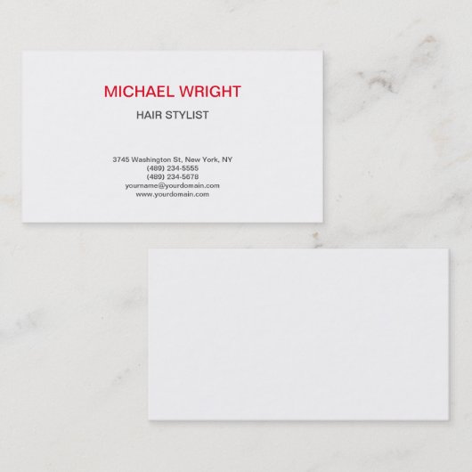 Eenvoudig minimalistisch rood wit modern visitekaartje (Voorkant / Achterkant)