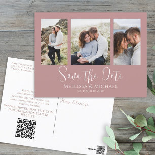 Eenvoudig minimalistisch Roos voor foto-Collage QR Briefkaart