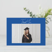 Eenvoudig minimalistisch script Afstuderen foto Af Bedankkaart (Staand voorkant)