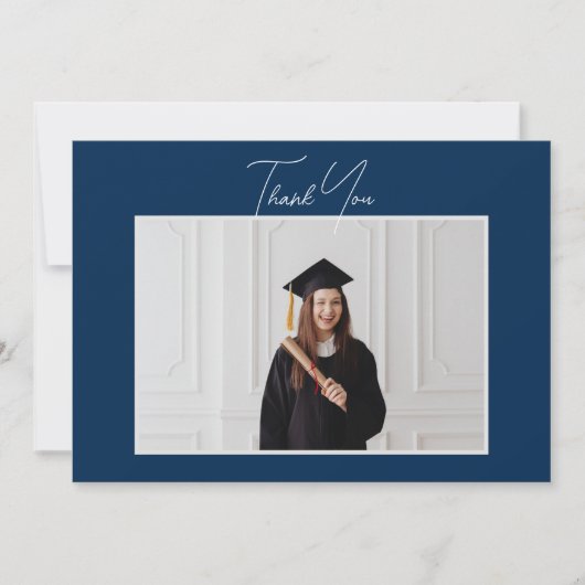 Eenvoudig minimalistisch script Afstuderen foto Af Bedankkaart