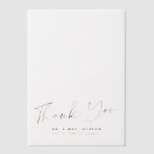 Eenvoudig minimalistisch script bruiloft bedankt o vellum uitnodigingen (Voorkant)