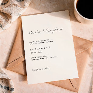 Eenvoudig minimalistisch script bruiloft kaart