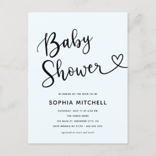 Eenvoudig minimalistisch script hart Baby shower Briefkaart