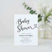 Eenvoudig minimalistisch script hart Baby shower Briefkaart (Staand voorkant)