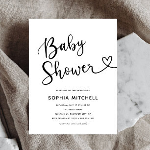 Eenvoudig minimalistisch script hart Baby shower Briefkaart