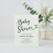 Eenvoudig minimalistisch script hart Baby shower Briefkaart (Staand voorkant)