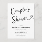 Eenvoudig minimalistisch script hart koppels douch briefkaart (Voorkant)