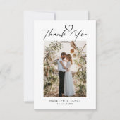 Eenvoudig minimalistisch script met hart bruiloft  bedankkaart (Voorkant)