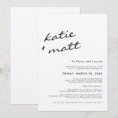 Eenvoudig Minimalistisch Script Zwart en Wit Trouw Kaart (Voorkant / Achterkant)