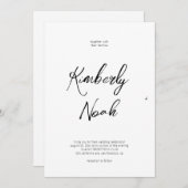 Eenvoudig minimalistisch script zwart-wit bruiloft kaart (Voorkant / Achterkant)