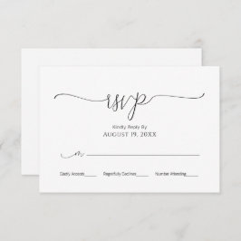 Eenvoudig Minimalistisch Script Zwart & Wit Huweli RSVP Kaartje